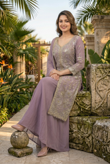 Ethereal Georgette Zari Embroidered Palazzo Suit Set