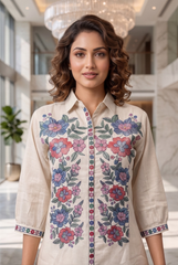 Floral Symphony Jute Linen Co-Ord Set