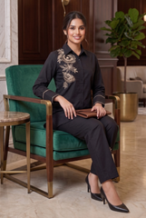 Premium Black Floral Embroidered Co-Ord Set
