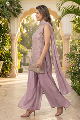 Embroidered Chinon Georgette Palazzo Set