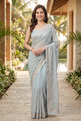 Ethereal Zari Embroidered Georgette Saree