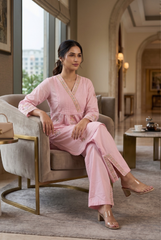 The 'Rosé Bloom' Embroidered Pintuck Set