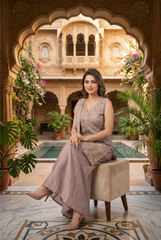 Embroidered Chinon Georgette Palazzo Suit Set