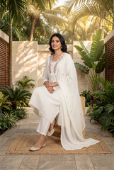 Serene Embroidered White Kurta Set