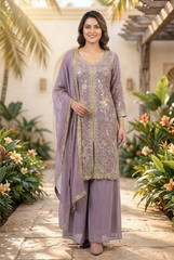 Ethereal Georgette Zari Embroidered Palazzo Suit Set
