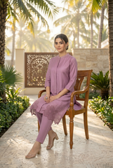 Chic Embroidered Lilac Coord Set
