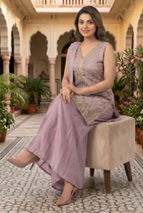 Embroidered Chinon Georgette Palazzo Set