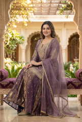 Regal Tissue Silk Sharara Set with Gold Zari Embroidery