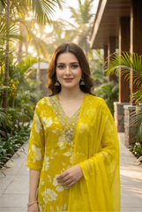 Vibrant Floral Yellow Kurta Set
