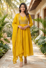Radiant Sunshine Yellow Embroidered Anarkali Suit Set