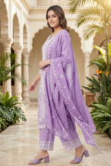 Chikankari Embroidered Cotton Suit Set