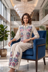 Floral Symphony Jute Linen Co-Ord Set