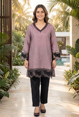 Jute Cotton Coord Set with Black Cutwork Embroidery