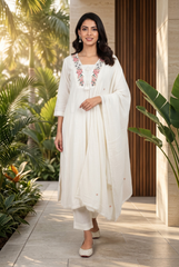 Serene Embroidered White Kurta Set