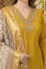 Radiant Zari Embroidered Chinon Suit Set with Contrast Dupatta