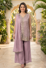 Embroidered Chinon Georgette Palazzo Set