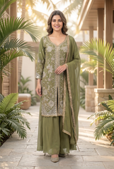 Floral Embroidered Georgette Sharara Suit Set
