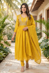 Radiant Sunshine Yellow Embroidered Anarkali Suit Set
