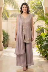 Embroidered Chinon Georgette Palazzo Set