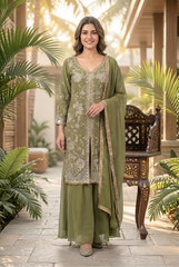 Floral Embroidered Georgette Sharara Suit Set