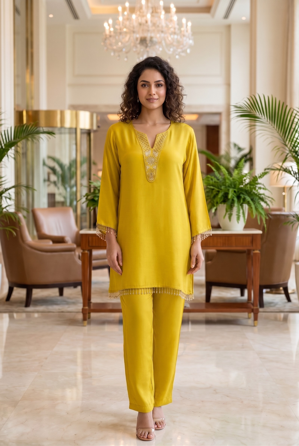 Radiant Mustard Embroidered Co-Ord Set