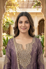 Regal Tissue Silk Sharara Set with Gold Zari Embroidery