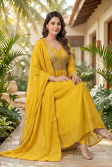Radiant Sunshine Yellow Embroidered Anarkali Suit Set
