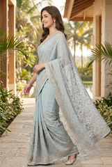 Ethereal Zari Embroidered Georgette Saree