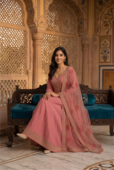 Graceful Rose Pink Anarkali Set