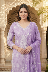 Chikankari Embroidered Cotton Suit Set